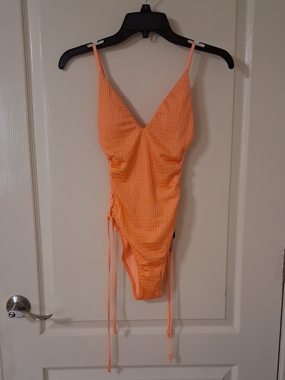 NWT Orange Smocked One-Piece Swimsuit with Side Ties